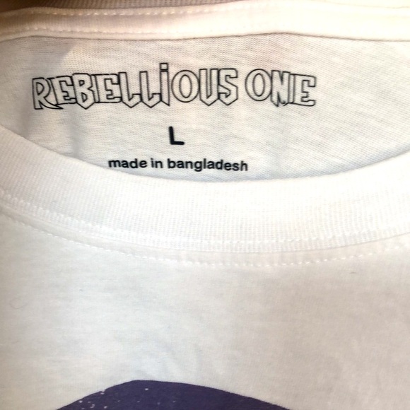 REBELLIOUS ONE Long Live Rock n Roll white t-shirt. Size Large. - Picture 3 of 5